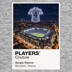 Sergio Ramos Real Madrid number 4 Icons in Lights Frame artwork in grey