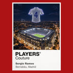 Sergio Ramos Real Madrid number 4 Icons in Lights Frame artwork in red