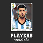 Sergio Aguero World Cup Sticker Men's T-Shirt – black close-up detail shot of the Sergio Aguero World Cup Players Couture