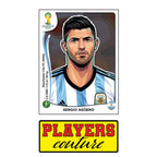 Sergio Aguero World Cup Sticker Men's T-Shirt – close-up detail shot of the Sergio Aguero World Cup Players Couture logo