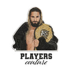 Seth Rollins Badge Men's Hoodie – black close-up detail shot of the Seth Rollins Players Couture logo design