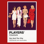 Sex and the City Carrie, Miranda, Charlotte and Samantha navigating friendship, fashion and New York Icon Frame artwork in red