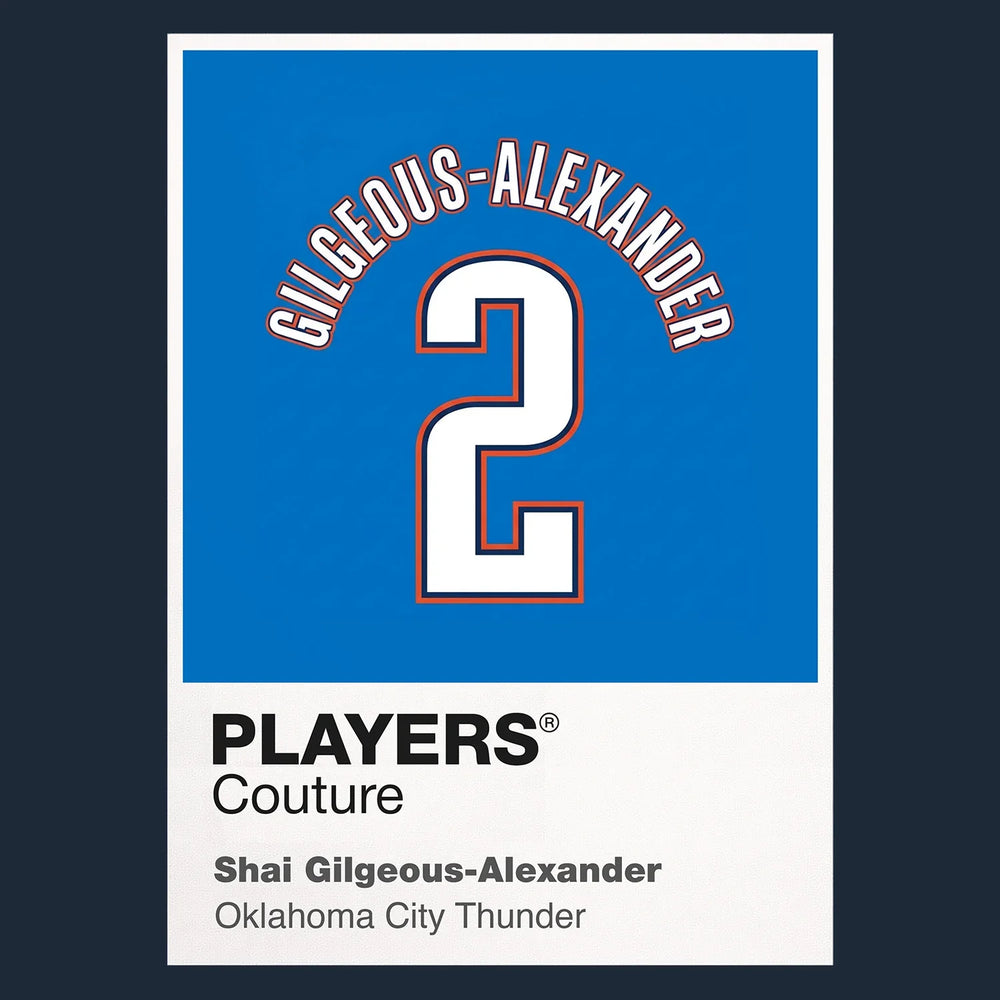 Shai Gilgeous-Alexander 2 Jersey Frame Men's T-Shirt – navy close-up detail shot of the Shai Gilgeous-Alexander 2 Players