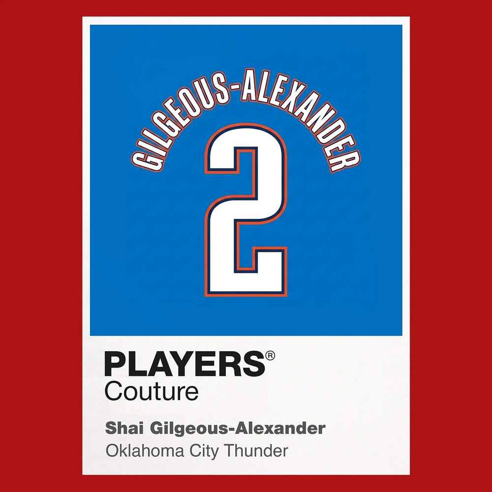 Shai Gilgeous-Alexander 2 Jersey Frame Men's T-Shirt – red close-up detail shot of the Shai Gilgeous-Alexander 2 Players