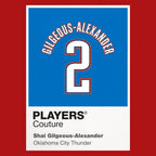 Shai Gilgeous-Alexander 2 Jersey Frame Men's T-Shirt – red close-up detail shot of the Shai Gilgeous-Alexander 2 Players