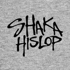 Shaka Hislop Logo Men's Hoodie – grey close-up detail shot of the Shaka Hislop Players Couture logo design