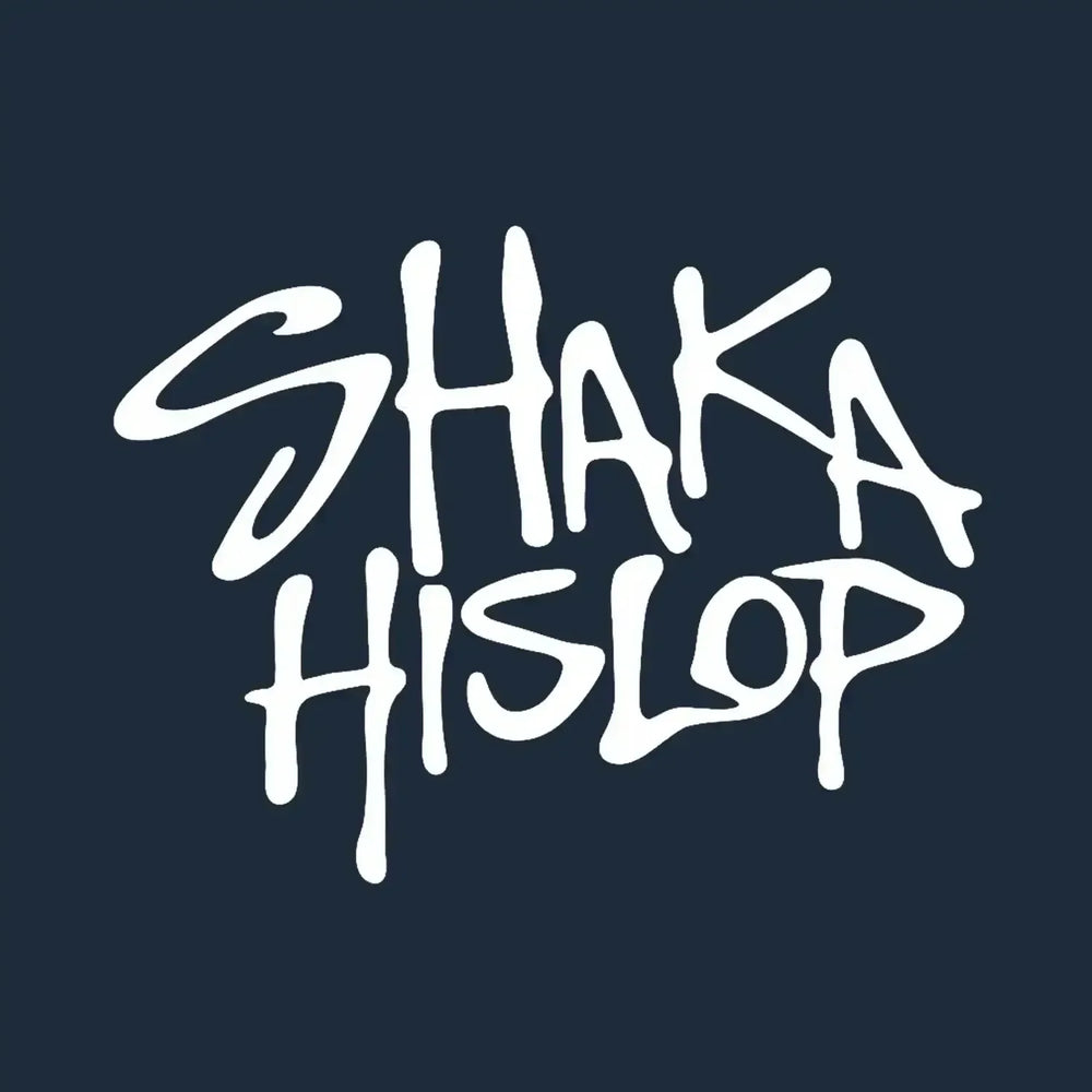 Shaka Hislop Logo Men's Hoodie – navy close-up detail shot of the Shaka Hislop Players Couture logo design