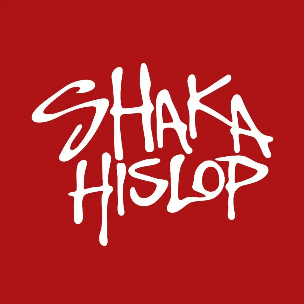 Shaka Hislop Logo Men's Hoodie – red close-up detail shot of the Shaka Hislop Players Couture logo design