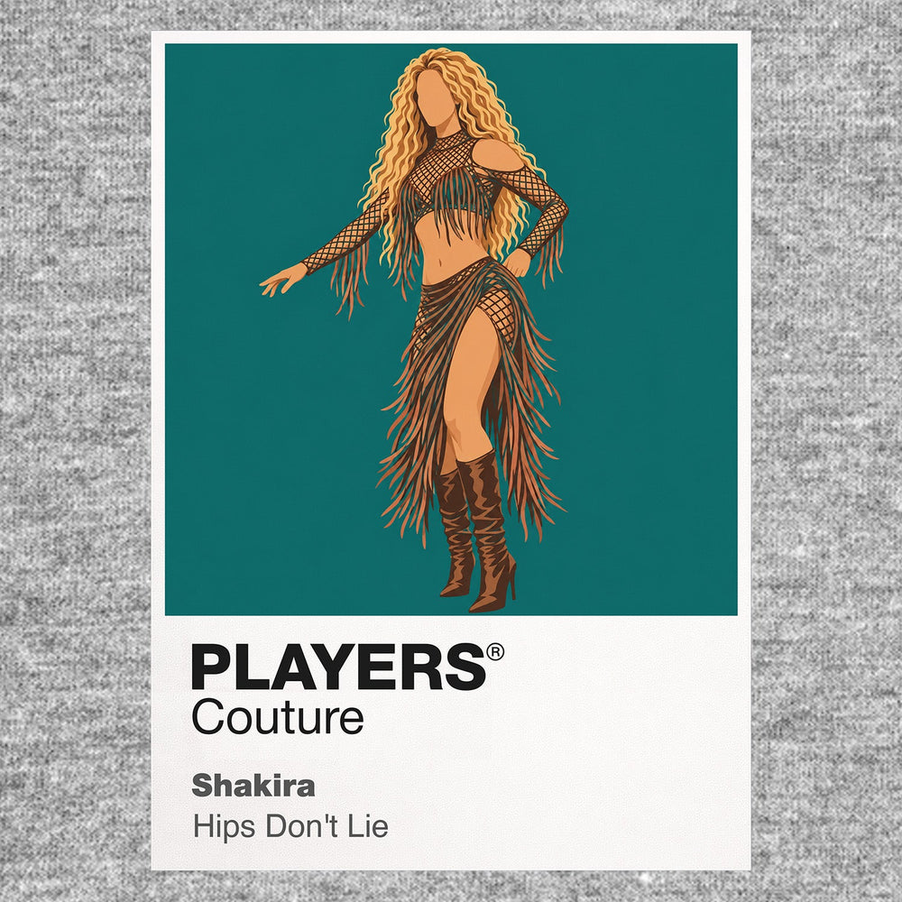 Shakira Shakira's unmistakable hair, movement and bilingual Latin-pop stage identity Icon Frame artwork in grey