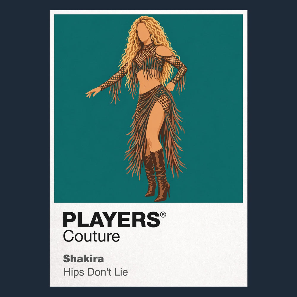 Shakira Shakira's unmistakable hair, movement and bilingual Latin-pop stage identity Icon Frame artwork in navy