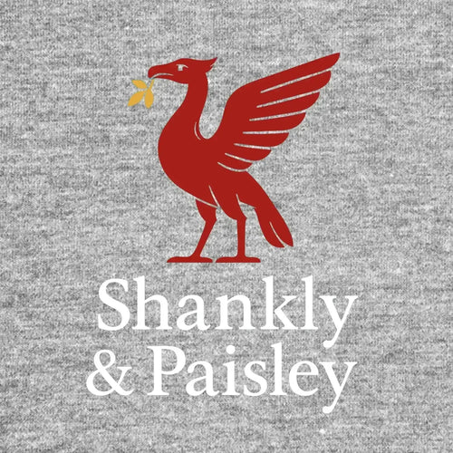 Shankly & Paisley Red Logo Men's T-Shirt – red close-up detail shot of the Shankly & Paisley Red Players Couture logo design