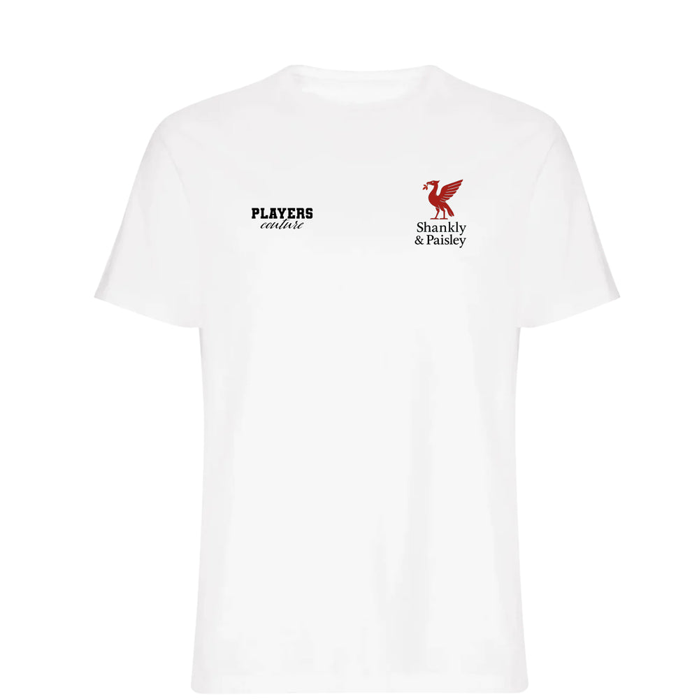 Shankly & Paisley Red Logo Players Couture Mens T-Shirt White