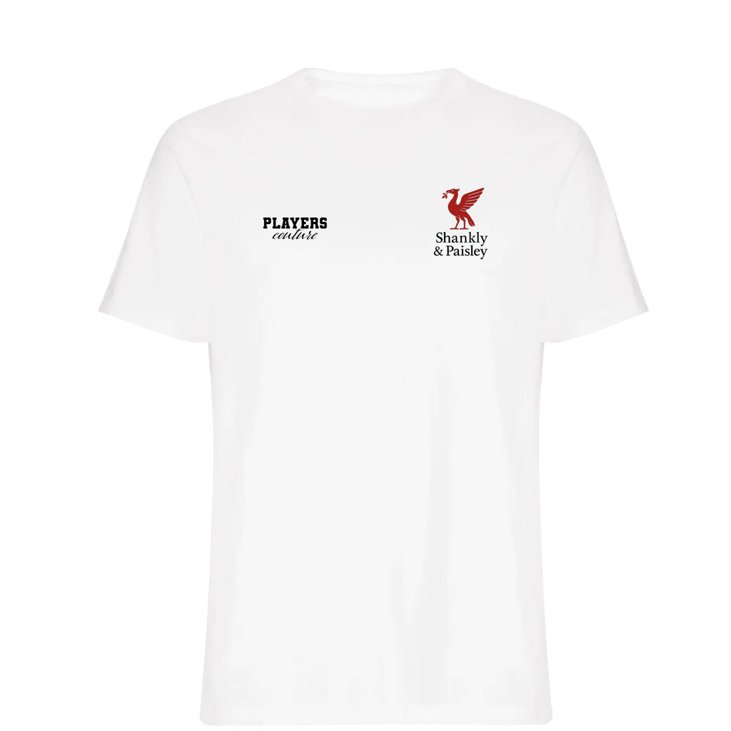 Shankly & Paisley Red Logo Players Couture Mens T-Shirt White