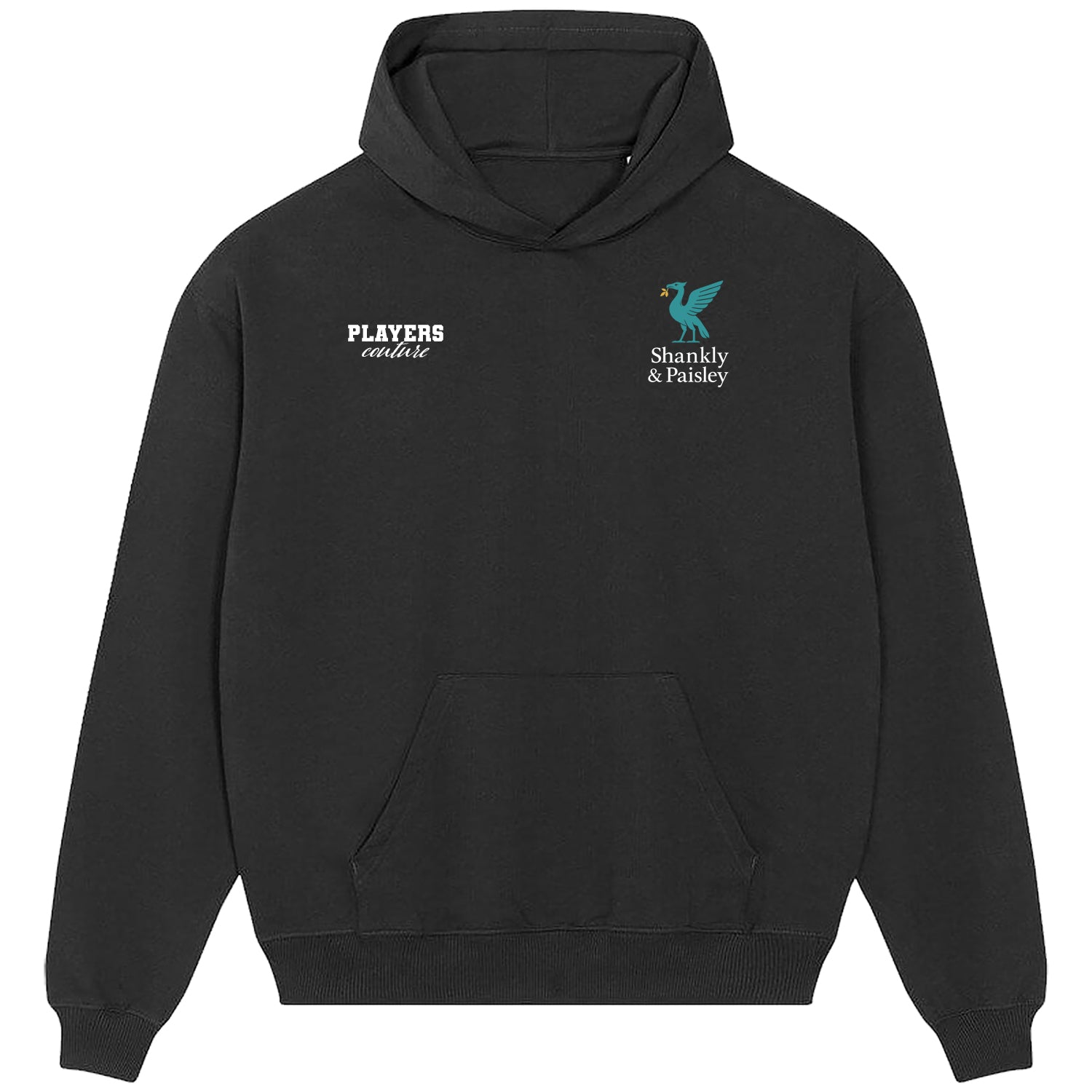 Shankly & Paisley Turquoise Logo Players Couture Men's Casual Hoodie Black