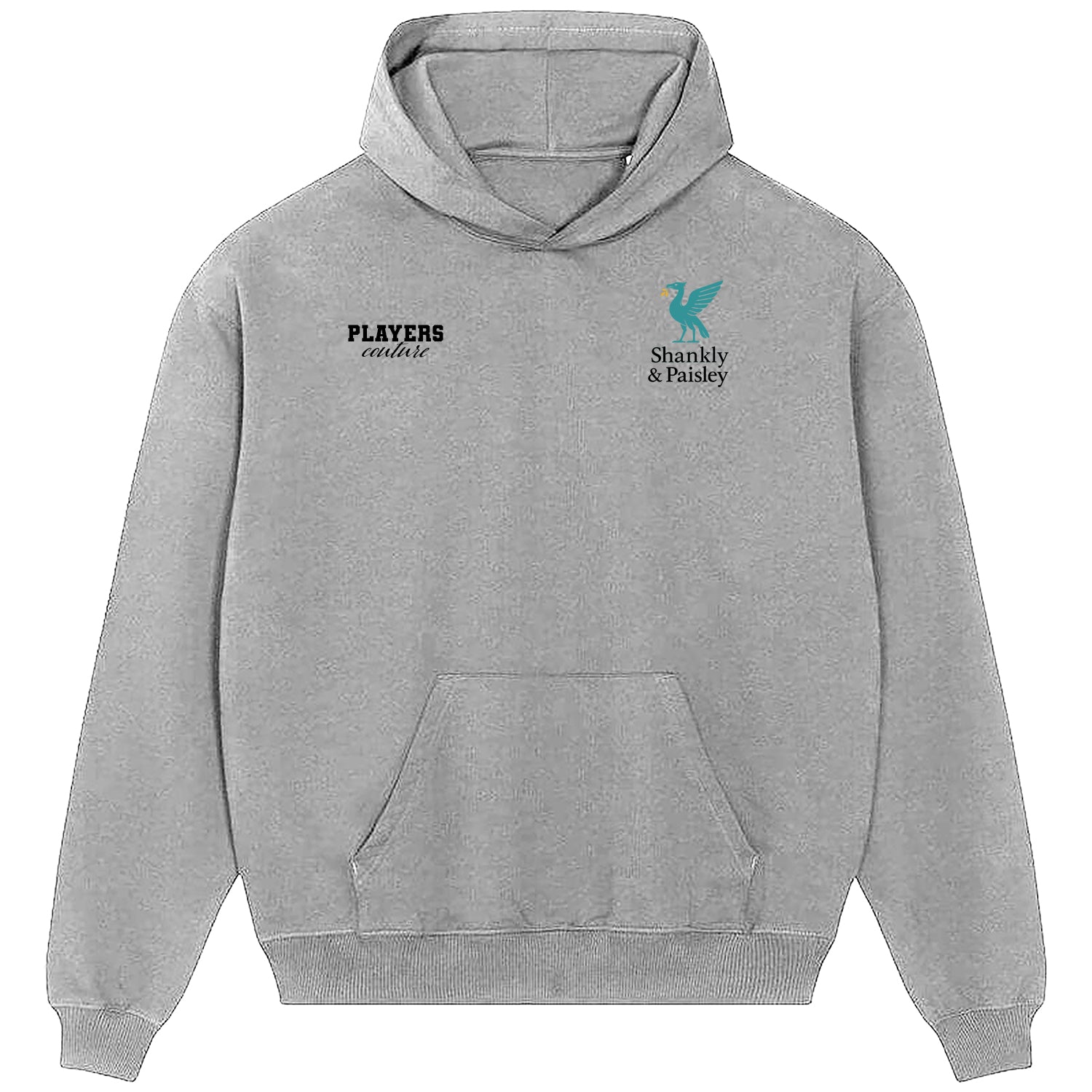 Shankly & Paisley Turquoise Logo Players Couture Men's Casual Hoodie Gray