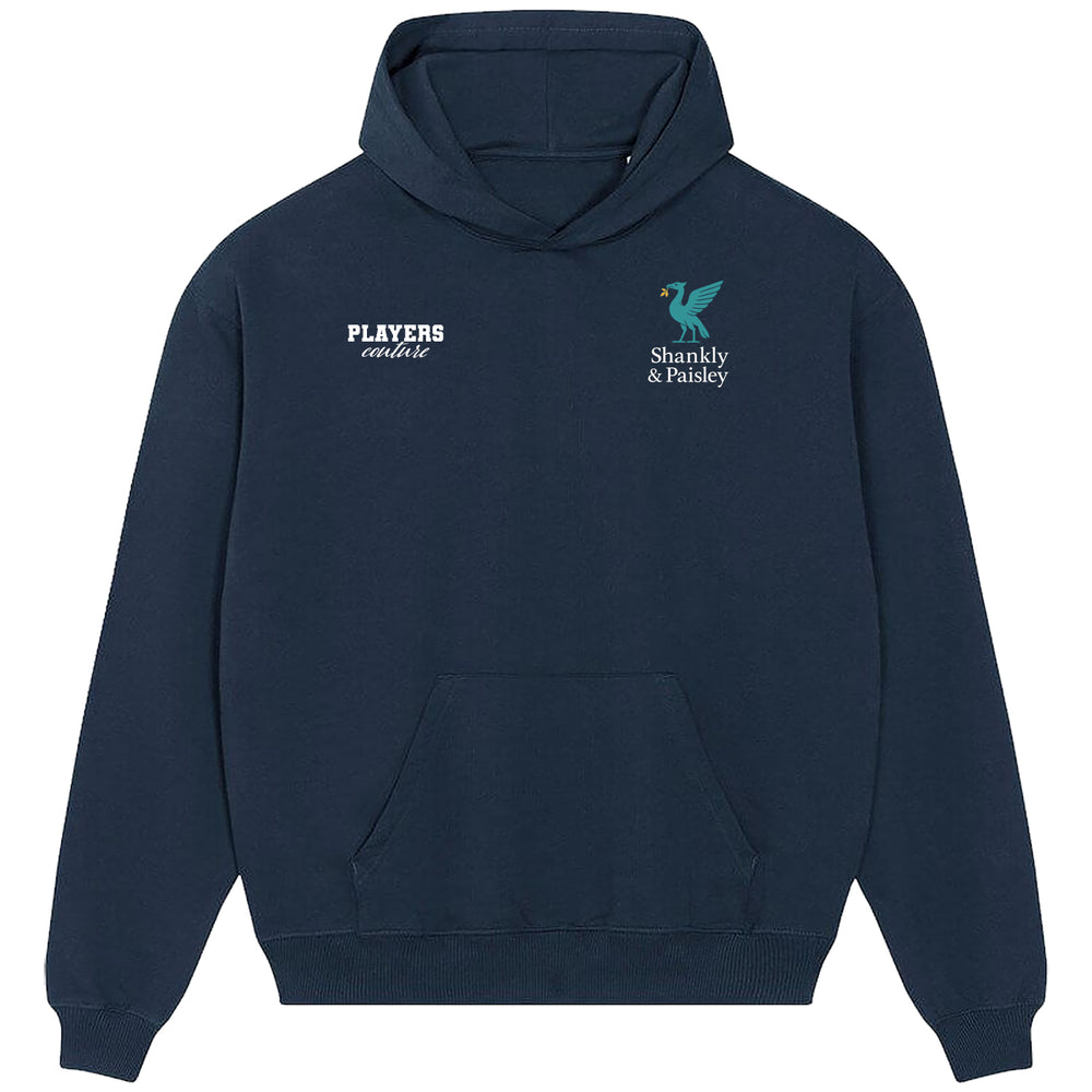 Shankly & Paisley Turquoise Logo Players Couture Men's Casual Hoodie Navy