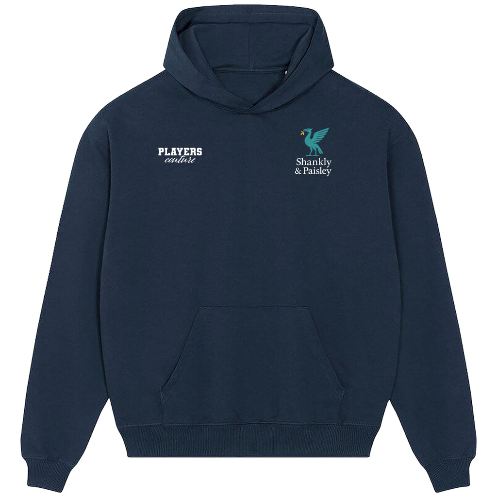 Shankly & Paisley Turquoise Logo Players Couture Men's Casual Hoodie Navy