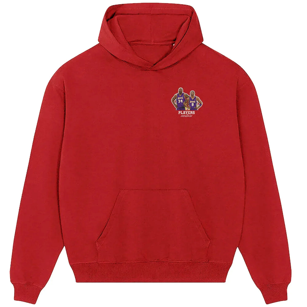 Shaq & Kobe Bryant hoodie – red men's hoodie featuring the Shaq & Kobe Bryant Players Couture logo