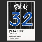 Shaquille O'Neal 32 Magic Jersey Frame Men's Hoodie – black close-up detail shot of the Shaquille O'Neal 32 Magic Players
