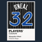 Shaquille O'Neal 32 Magic Jersey Frame Men's T-Shirt – close-up detail shot of the Shaquille O'Neal 32 Magic Players Couture