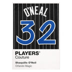 Shaquille O'Neal 32 Magic Jersey Frame Men's T-Shirt – close-up detail shot of the Shaquille O'Neal Players Couture logo