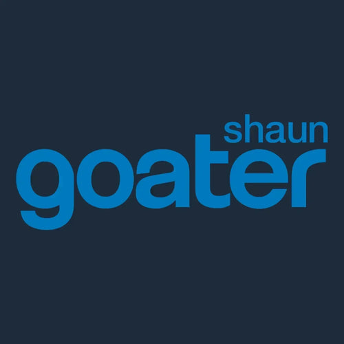 Shaun Goater Logo Men's T-Shirt – navy close-up detail shot of the Shaun Goater Players Couture logo design
