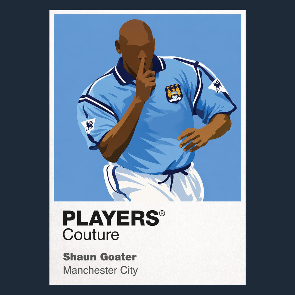 Shaun Goater Manchester City Icon Frame Men's Hoodie — Navy Artwork