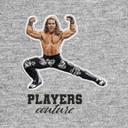 Shawn Michaels Badge Men's Hoodie – black close-up detail shot of the Shawn Michaels Players Couture logo design