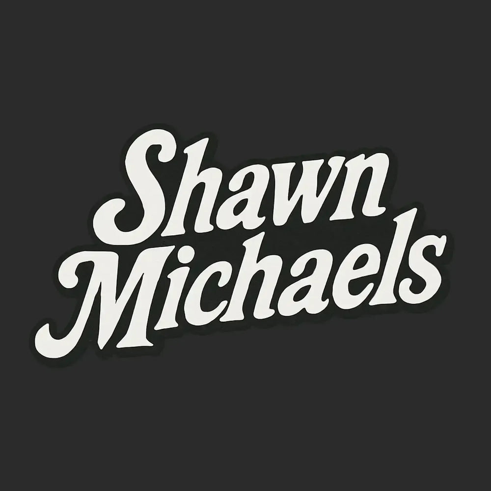 Shawn Michaels Logo Men's Hoodie – black close-up detail shot of the Shawn Michaels Players Couture logo design