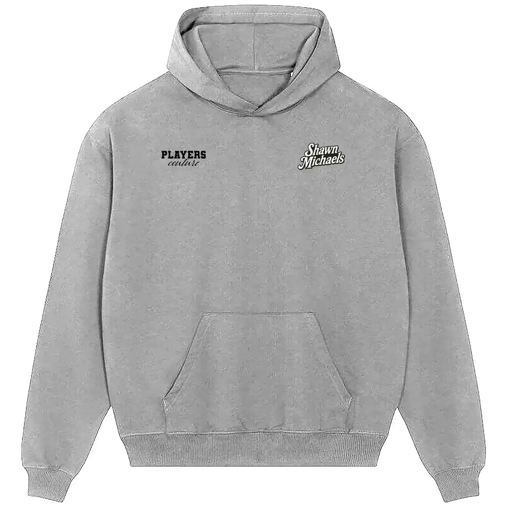 Shawn Michaels hoodie – grey men's hoodie featuring the Shawn Michaels Players Couture logo