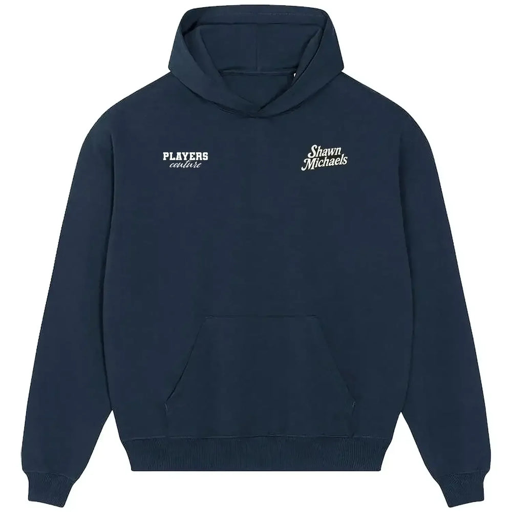 Shawn Michaels hoodie – navy men's hoodie featuring the Shawn Michaels Players Couture logo