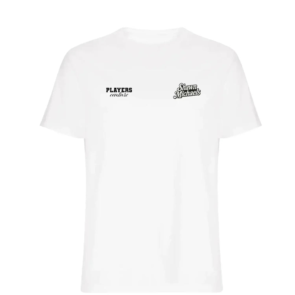 Shawn Michaels t-shirt – white men's t-shirt featuring the Shawn Michaels Players Couture logo