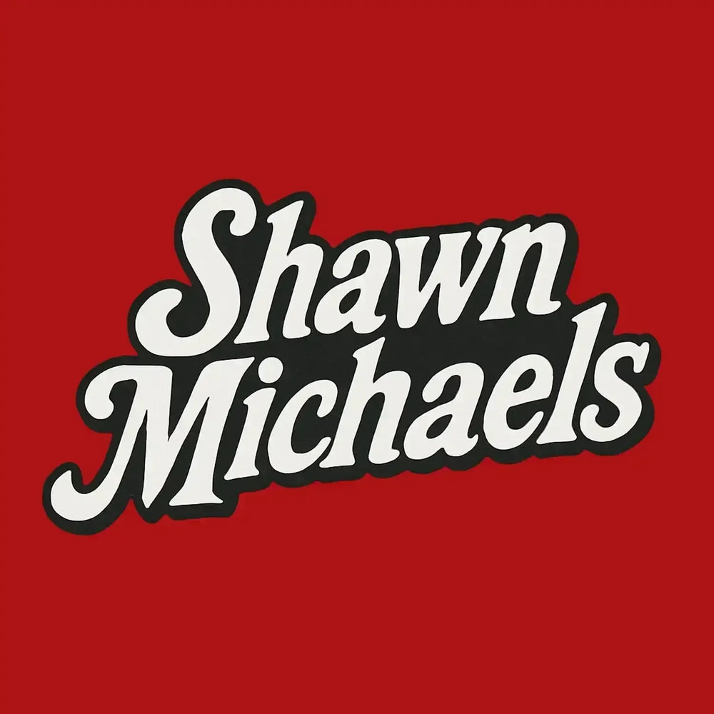 Shawn Michaels Logo Men's Hoodie – red close-up detail shot of the Shawn Michaels Players Couture logo design