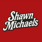 Shawn Michaels Logo Men's Hoodie – red close-up detail shot of the Shawn Michaels Players Couture logo design