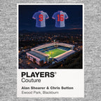 Alan Shearer and Chris Sutton Blackburn Rovers Icons in Lights Frame artwork in grey