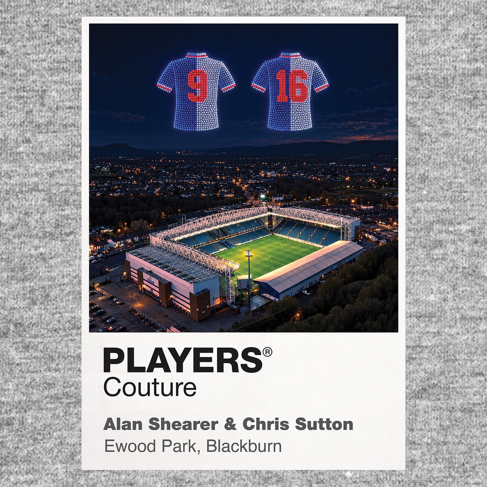 Alan Shearer and Chris Sutton Blackburn Rovers Icons in Lights Frame artwork in grey