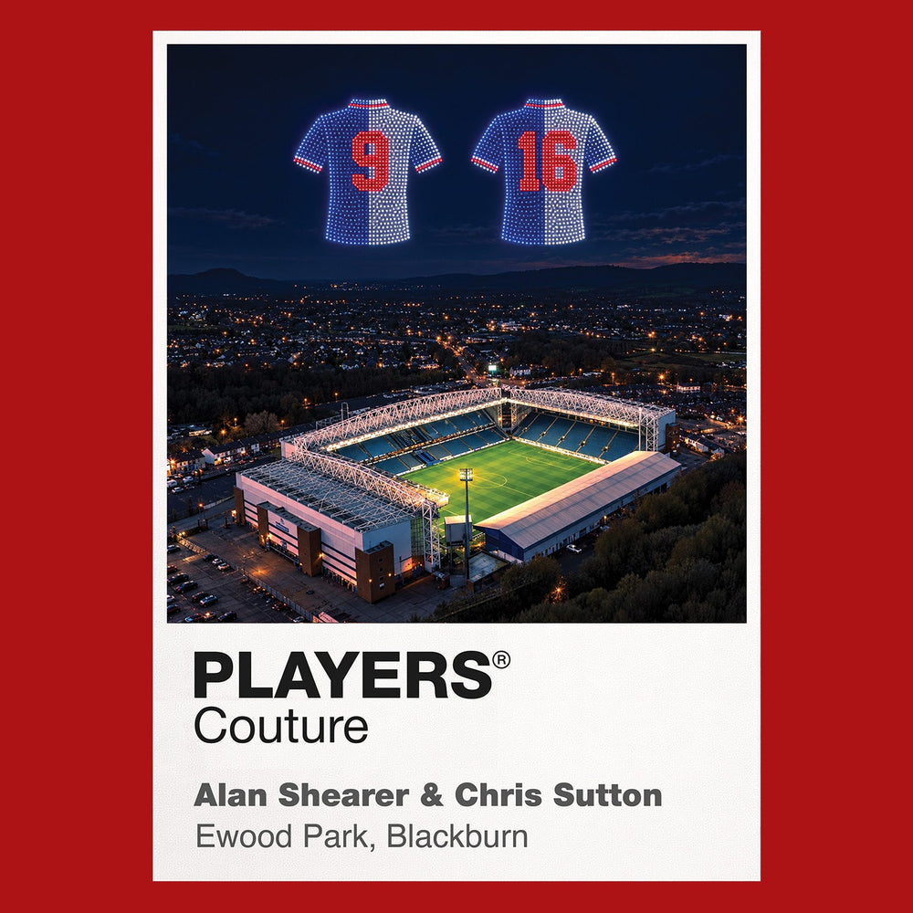 Alan Shearer and Chris Sutton Blackburn Rovers Icons in Lights Frame artwork in red