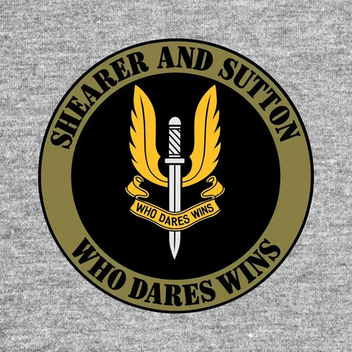 Shearer & Sutton Logo Men's Hoodie – grey close-up detail shot of the Shearer & Sutton Players Couture logo design