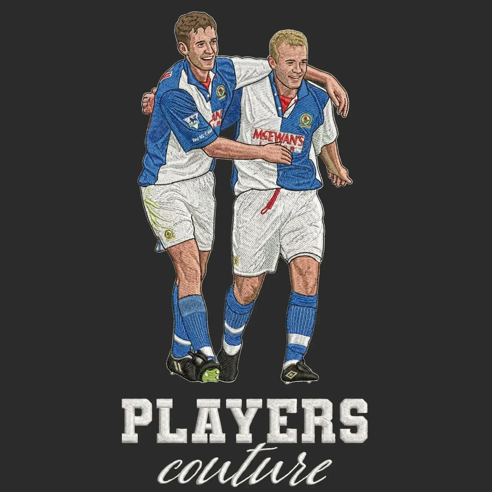 Shearer & Sutton Badge Men's Hoodie – black close-up detail shot of the Shearer & Sutton Players Couture logo design
