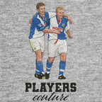 Shearer & Sutton Badge Men's Hoodie – grey close-up detail shot of the Shearer & Sutton Players Couture logo design