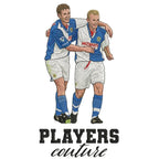 Shearer & Sutton Badge Men's Hoodie – white close-up detail shot of the Shearer & Sutton Players Couture logo design