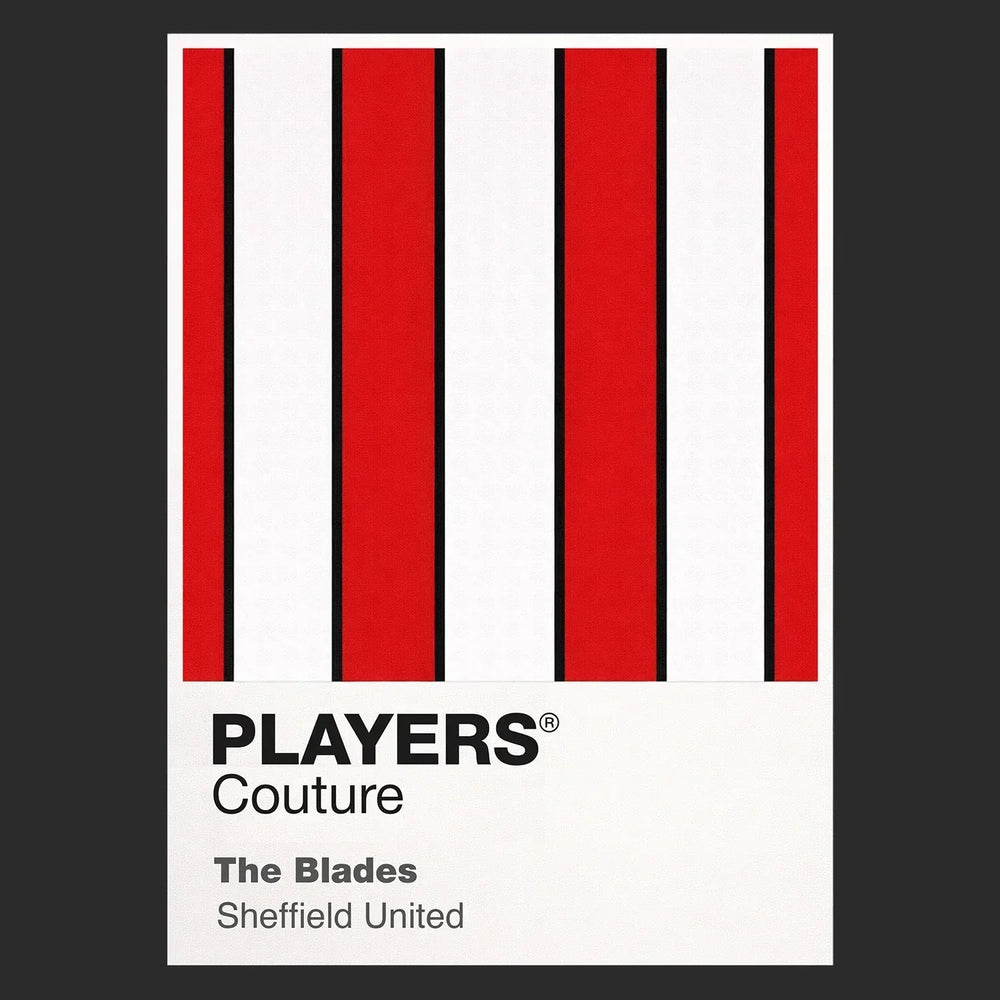 Sheffield United Classic Football Shirt Colours Frame Men's T-Shirt – black close-up detail shot of the Sheffield United