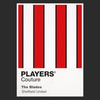 Sheffield United Classic Football Shirt Colours Frame Men's T-Shirt – black close-up detail shot of the Sheffield United