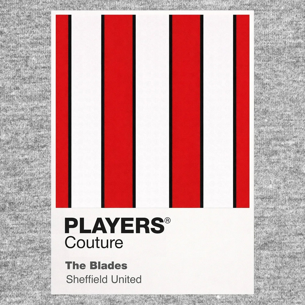 Sheffield United Classic Football Shirt Colours Frame Men's T-Shirt – grey close-up detail shot of the Sheffield United