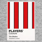 Sheffield United Classic Football Shirt Colours Frame Men's T-Shirt – grey close-up detail shot of the Sheffield United