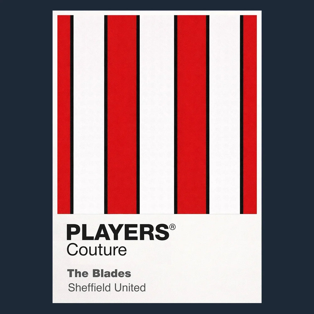 Sheffield United Classic Football Shirt Colours Frame Men's T-Shirt – navy close-up detail shot of the Sheffield United