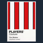 Sheffield United Classic Football Shirt Colours Frame Men's T-Shirt – navy close-up detail shot of the Sheffield United