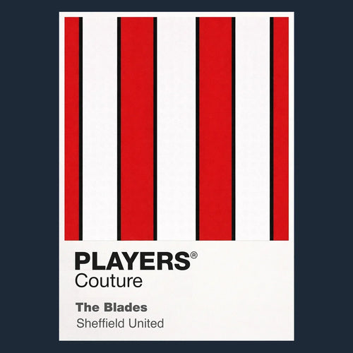 Sheffield United Classic Football Shirt Colours Frame Men's T-Shirt – navy close-up detail shot of the Sheffield United