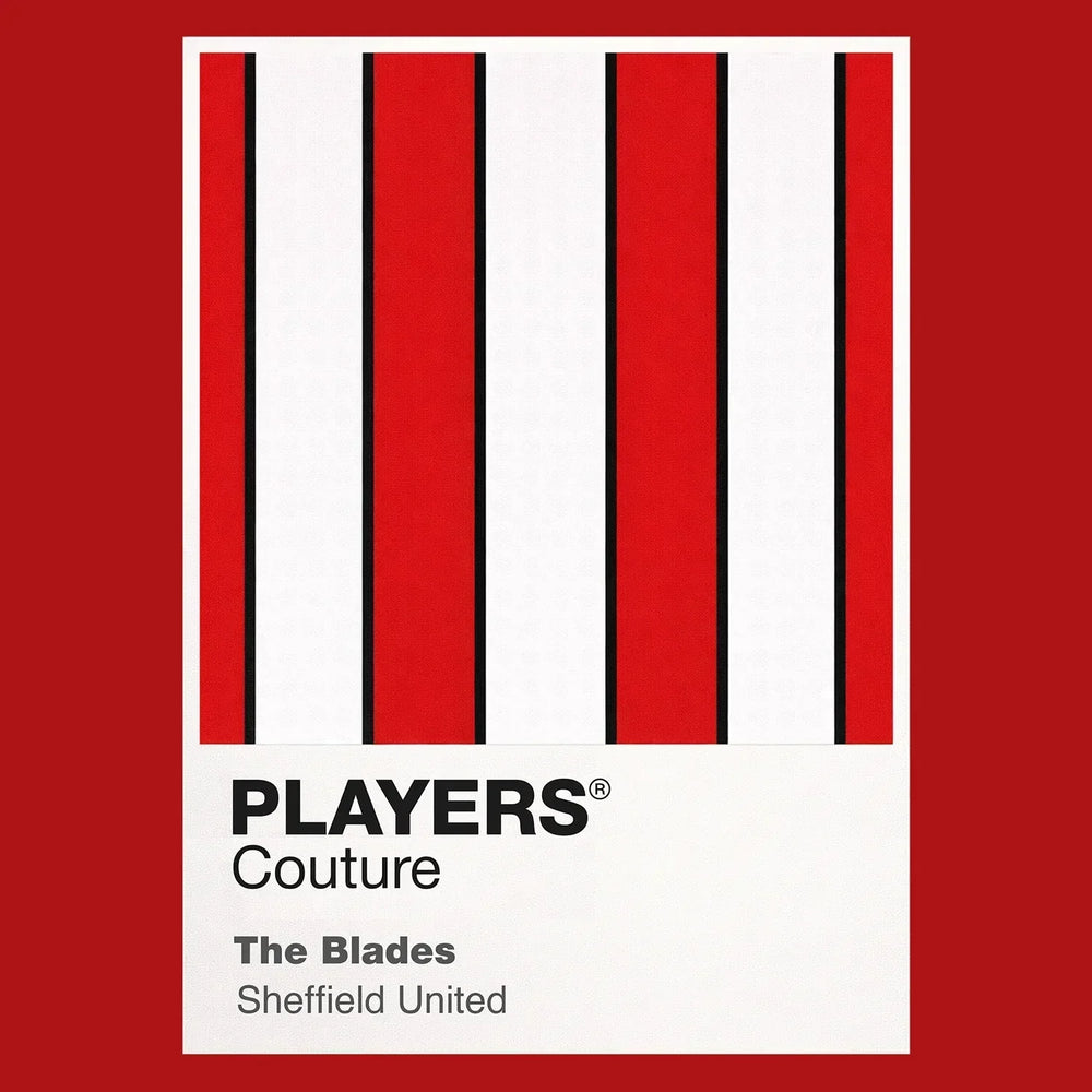 Sheffield United Classic Football Shirt Colours Frame Men's T-Shirt – red close-up detail shot of the Sheffield United