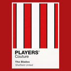 Sheffield United Classic Football Shirt Colours Frame Men's T-Shirt – red close-up detail shot of the Sheffield United